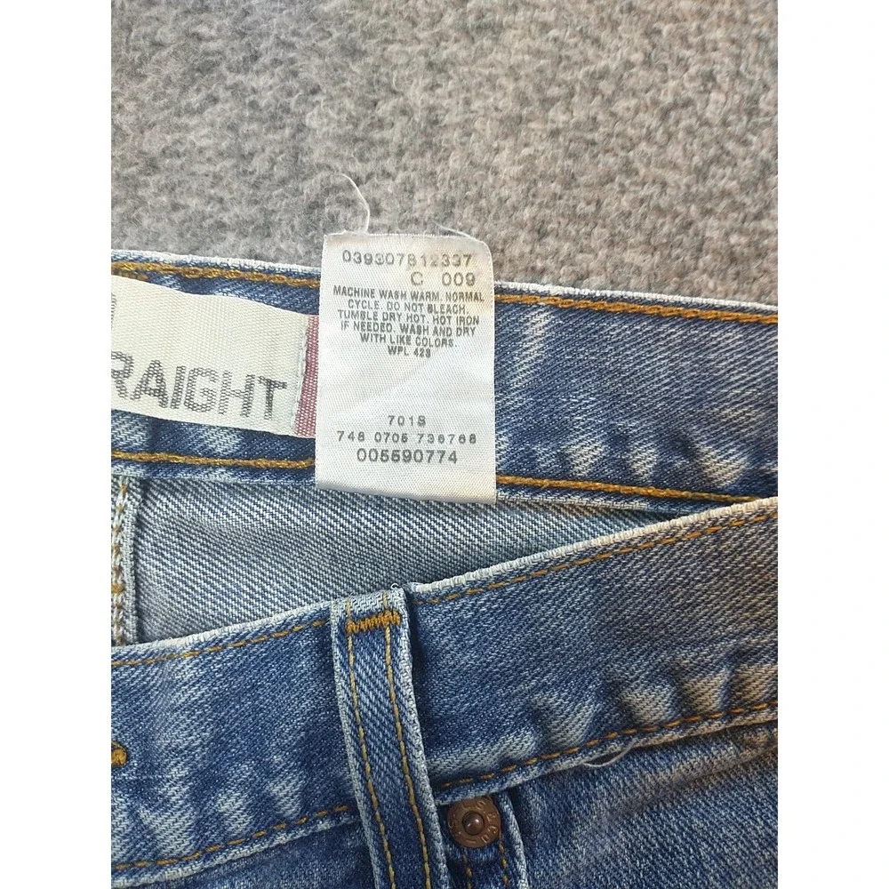 Levis 559 Relaxed Straight Jeans Mens 34x33 Light Wash Distressed Blue Denim